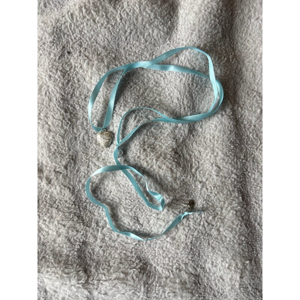 Cider‎ Blue Ribbon Heart Pendant Necklace Coquette Aesthetic